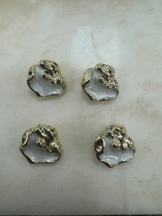 Oyster button, oyster, metal buttons, gold buttons, gold white buttons, 19mm buttons, white and gold buttons, buttons