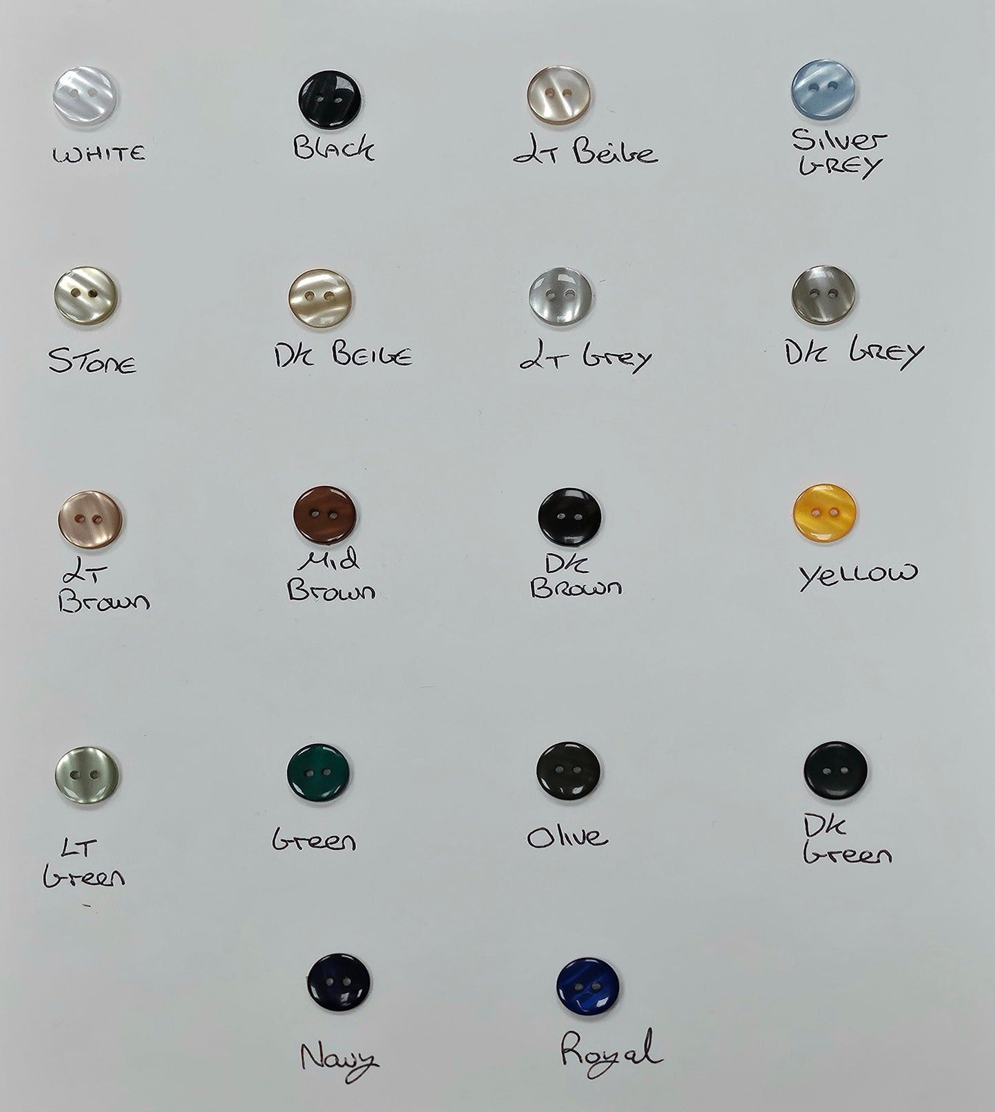 20L (12.5mm), 2 hole buttons, colourful buttons, shiny buttons