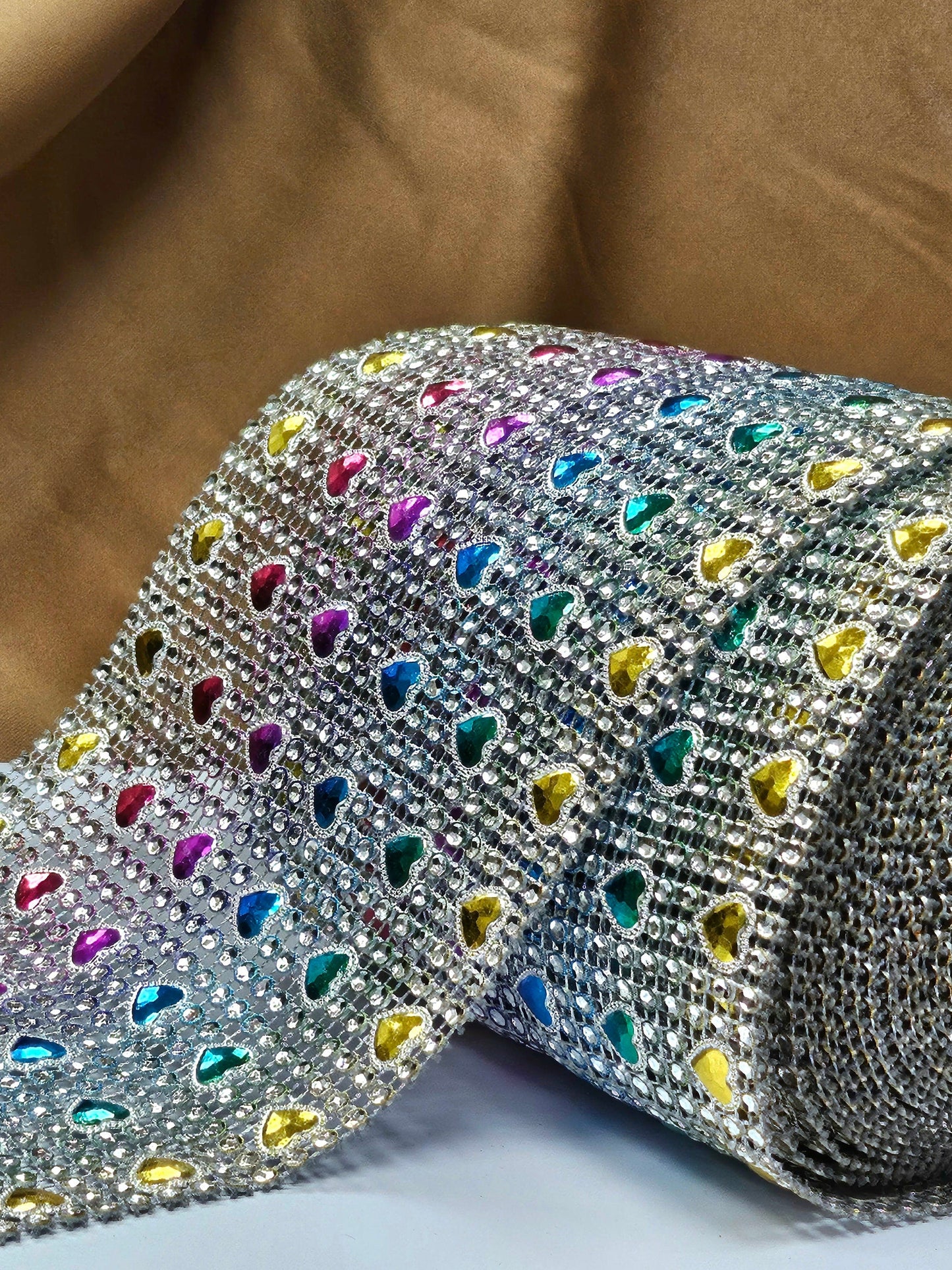 1 Mtr, Imitation Diamante Trim, Rainbow trim, diamanté look, decoration, embellishment