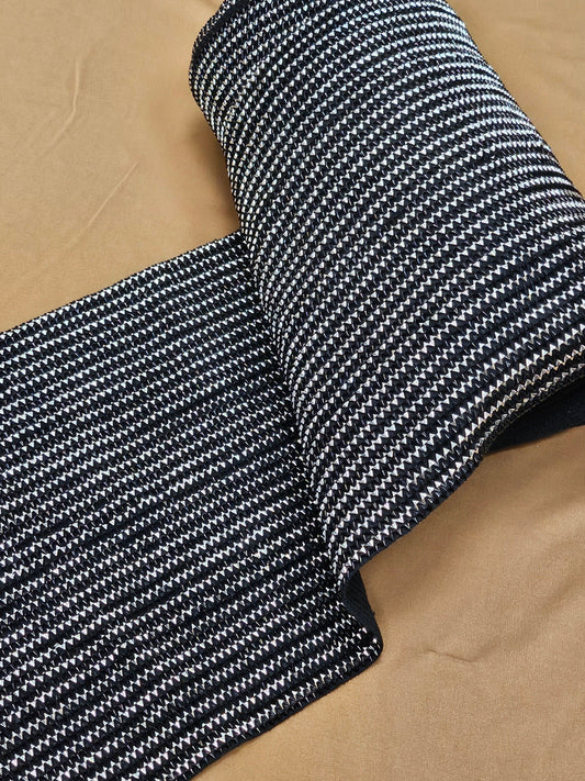 29.5cm width elastic, Black and silver elastic, metallic look elastic, textured elastic, foil elastic