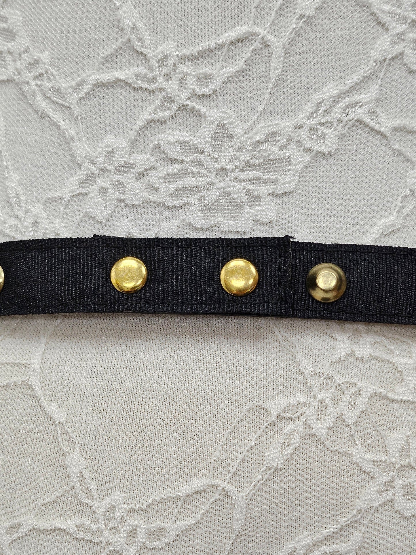 Studded belt, black belt, gold studs, punk aesthetic, snap fastening