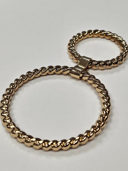 Gold buckle, Gold twisted Rings, metal buckle, textured buckle