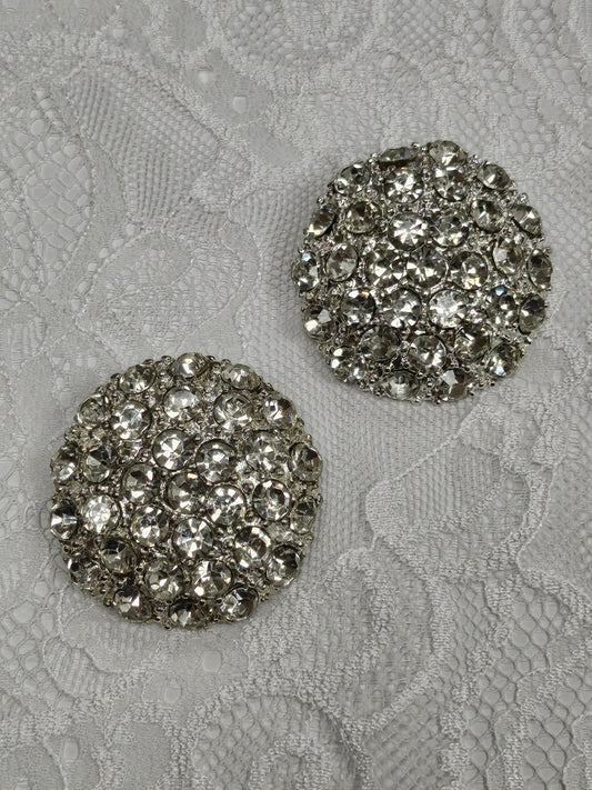 60L 38mm Silver Diamante shank buttons, Silver shank button, Metal shank button, rhinestone button, feature button, fashion button, diamanté