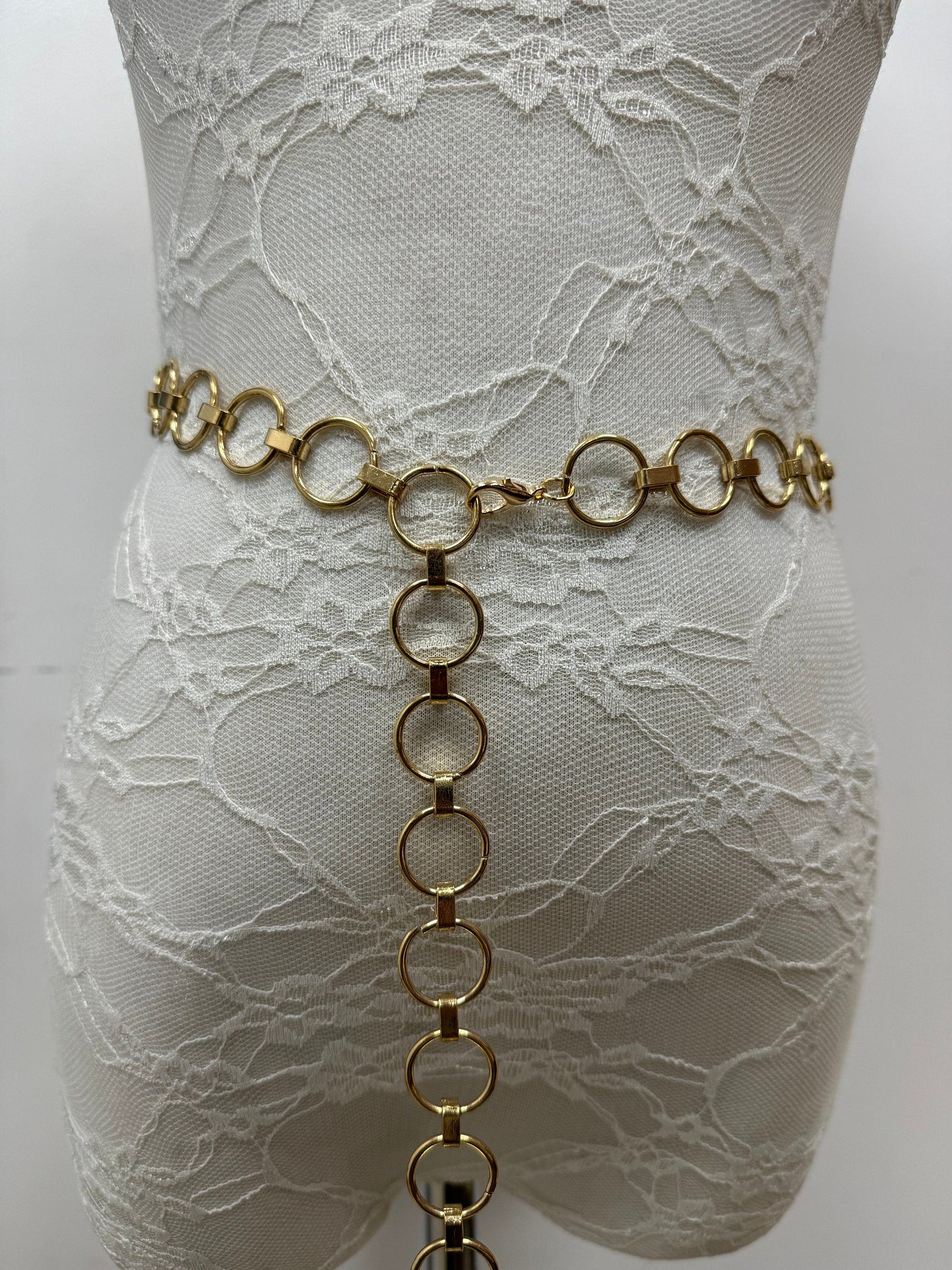 Ring belt, belt, gold belt, gold ring belt, swimwear belt, body belt, tummy belt, 100cm belt