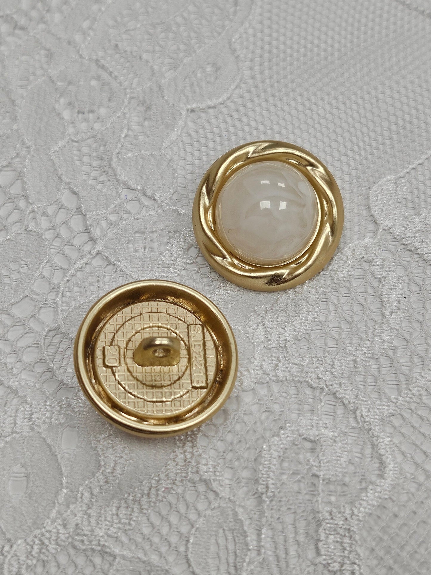 32L 20mm White Marble Metal Shank Button, Gold Button, fashion buttons, metal shank buttons