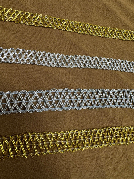 Metallic braid, shiny braid, gold braid, silver braid, embellishment, fancy braid, decoration braid, crafts, cake decoration, craft lace