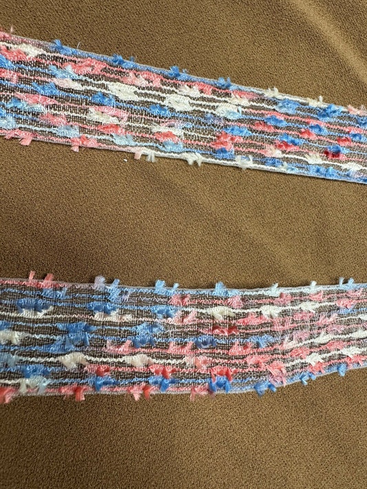 Multi colour organza tape, blue pink mix tape, rigid embellishment, fashion lace, lace, designer lace