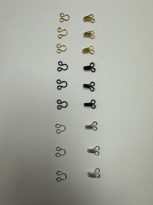 Hook and eye, hooks and eyes, fastening hook and eye, garment fastening, loose hook and eye