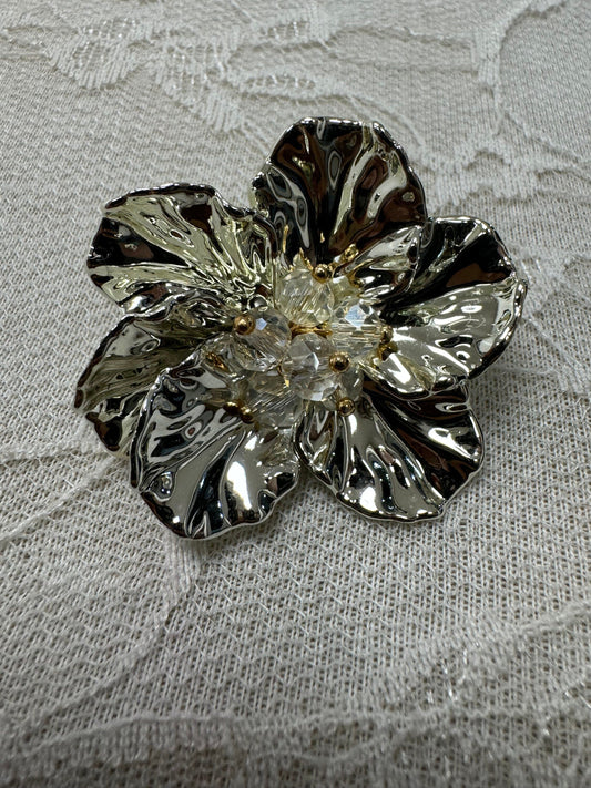 acrylic corsage, silver corsage, plastic corsage, corsage, fashion corsage, metallic corsage, flower,