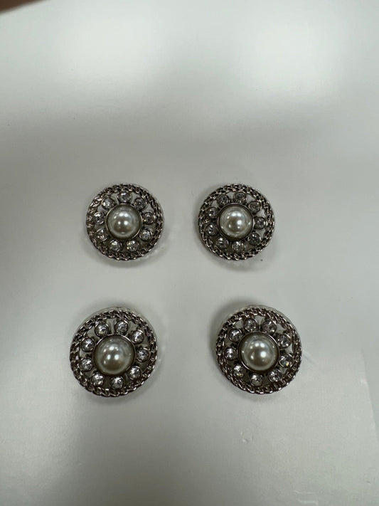 beautiful buttons, diamanté pearl buttons, silver buttons, coat buttons, jacket buttons, 40L buttons