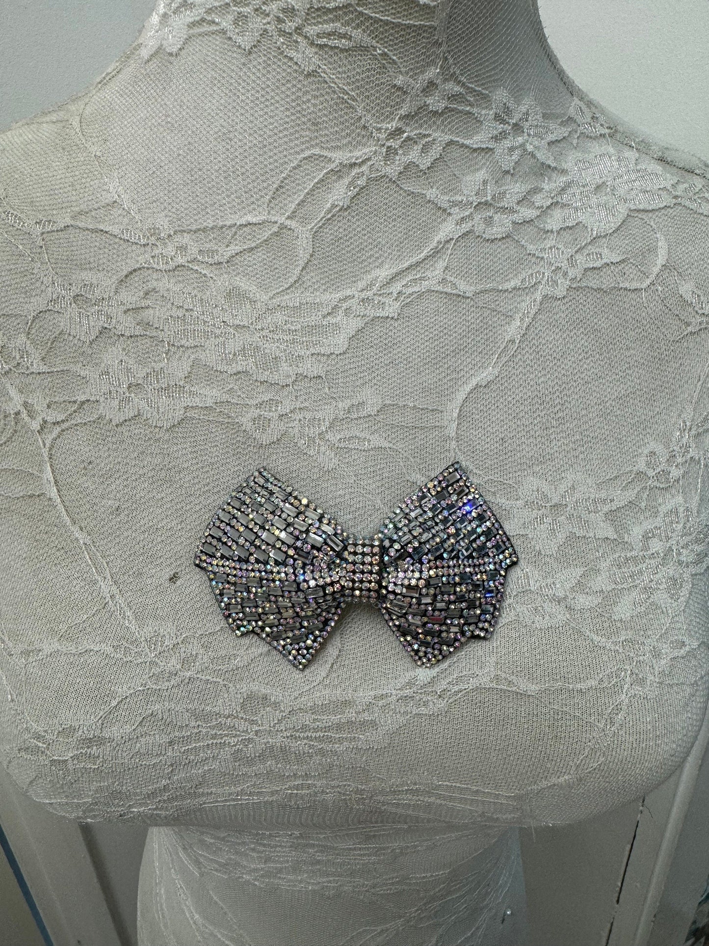 Rhinestone bow, diamanté bow, party bow, brooch, party brooch