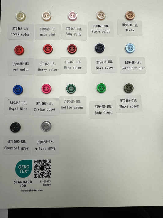 Shirt buttons, blouse buttons, coloured buttons, 18L buttons, 11mm buttons