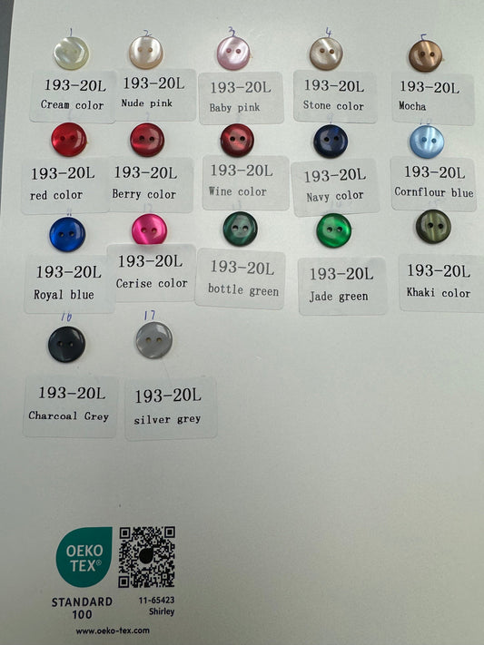 20L buttons, buttons, shirt buttons, coloured buttons, blouse buttons, 12.5mm buttons