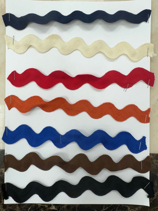 2cm ric rac, ric rac, woven ric rac. colours ric rac.