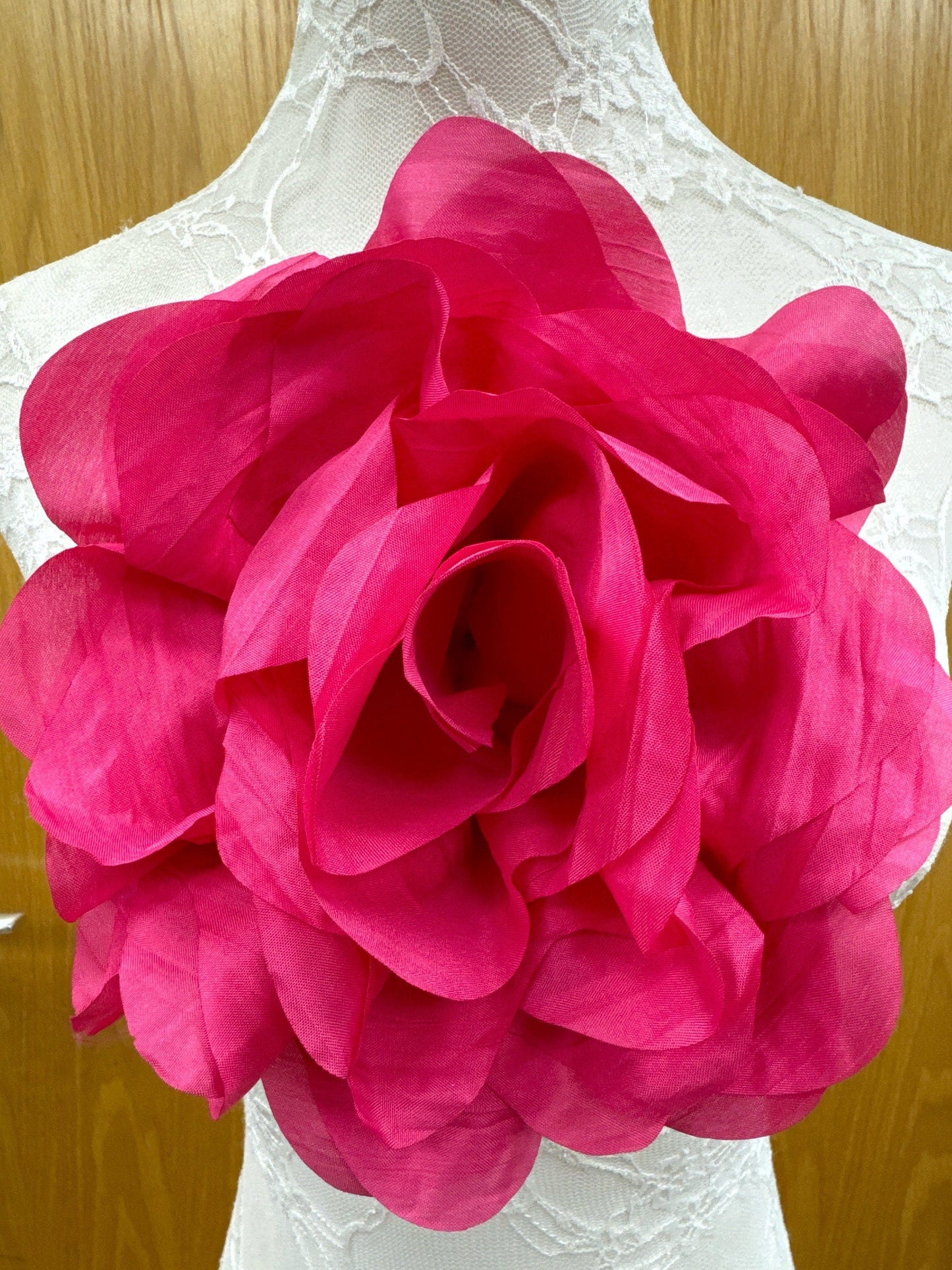 Beautiful pink rose, flower pin, bridal rose, flower, fabric rose, corsage, bridal corsage, red corsage, large corsage, prom rose, race day