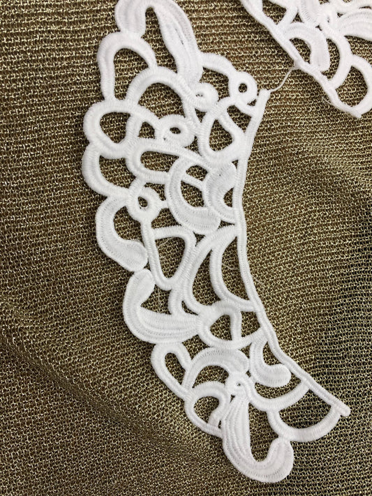 neck trim, cotton appliqué, white neck lace