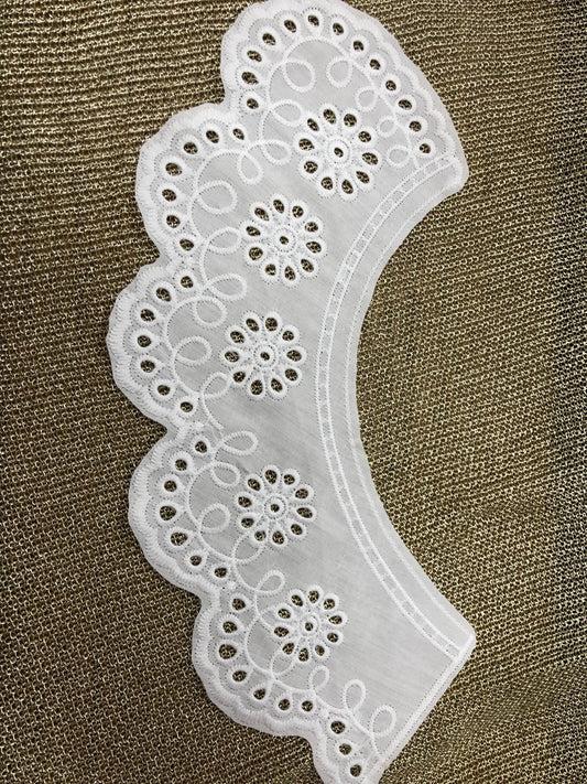 neck trim, cotton, cotton neck appliqué, white lace