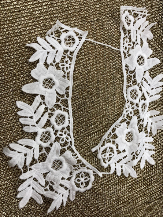 cotton floral trim, cotton neck trim, appliqué, white neck piece