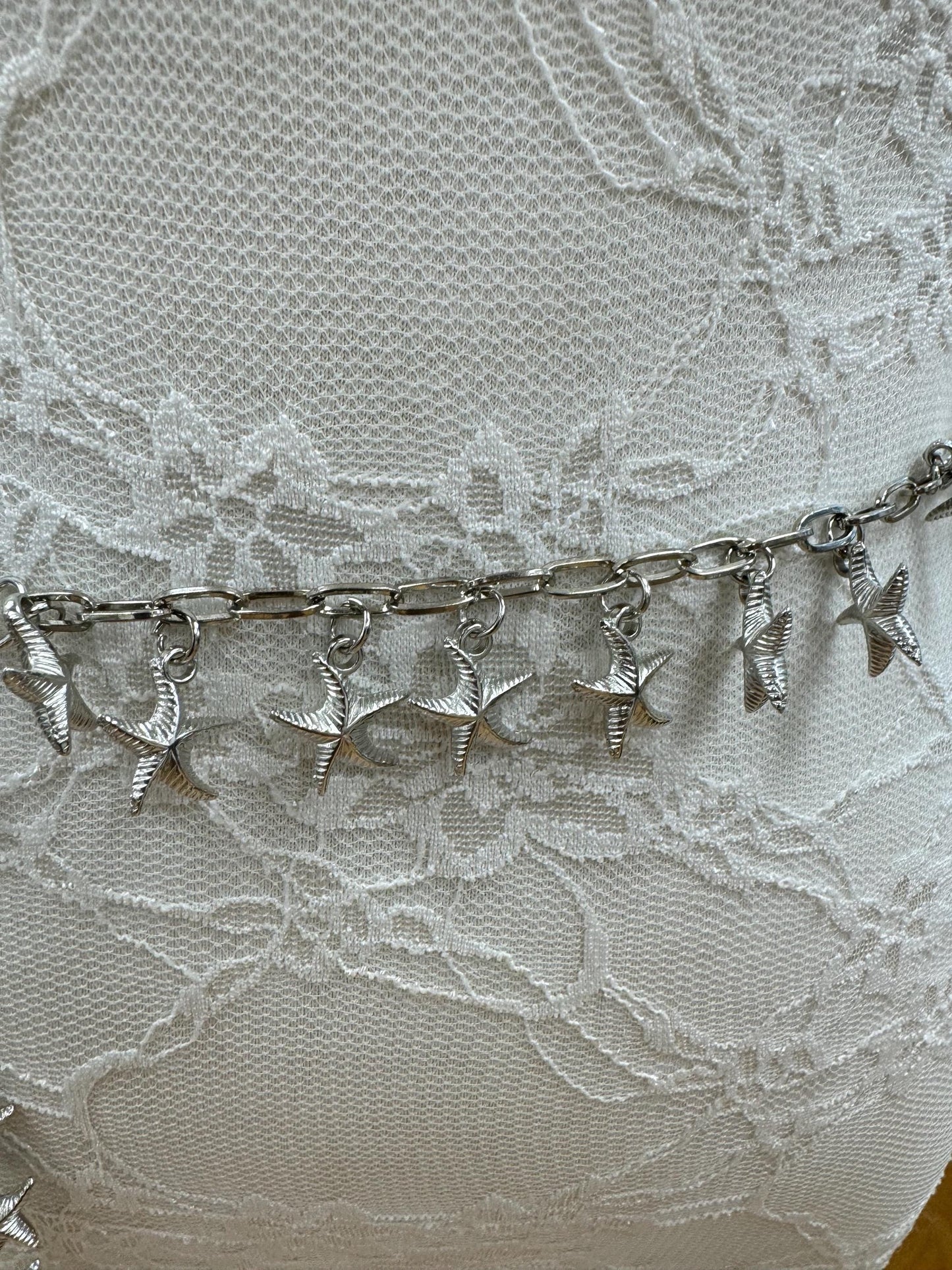 starfish belt, belly belt, silver belt, body belt, swimwear belt