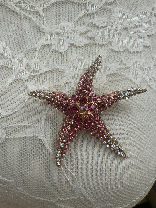 brooch, jewel brooch, diamanté brooch, starfish brooch, sarong pin, sarong brooch