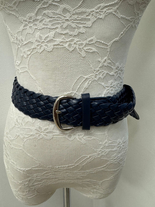 faux leather belt, navy belt, pu belt, plaited belt, twisted belt, navy plaited belt