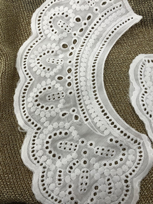 cotton trim, neck appliqué, white lace, neck trim