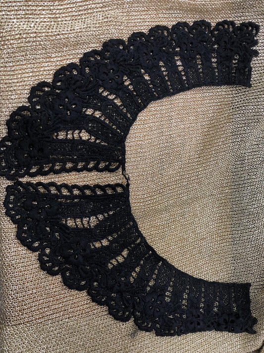 neck trim, lace appliqué, black cotton trim, neck accessorie