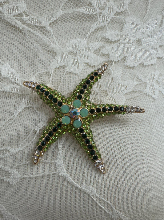 starfish brooch, green brooch, exclusive brooch, swimwear brooch
