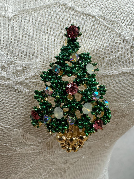 Christmas tree brooch, brooch, Xmas brooch