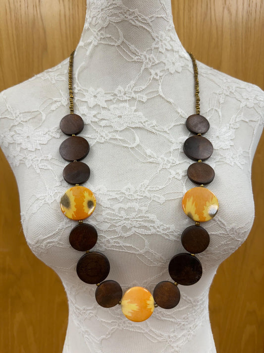 necklace, wooden necklace, boho necklace