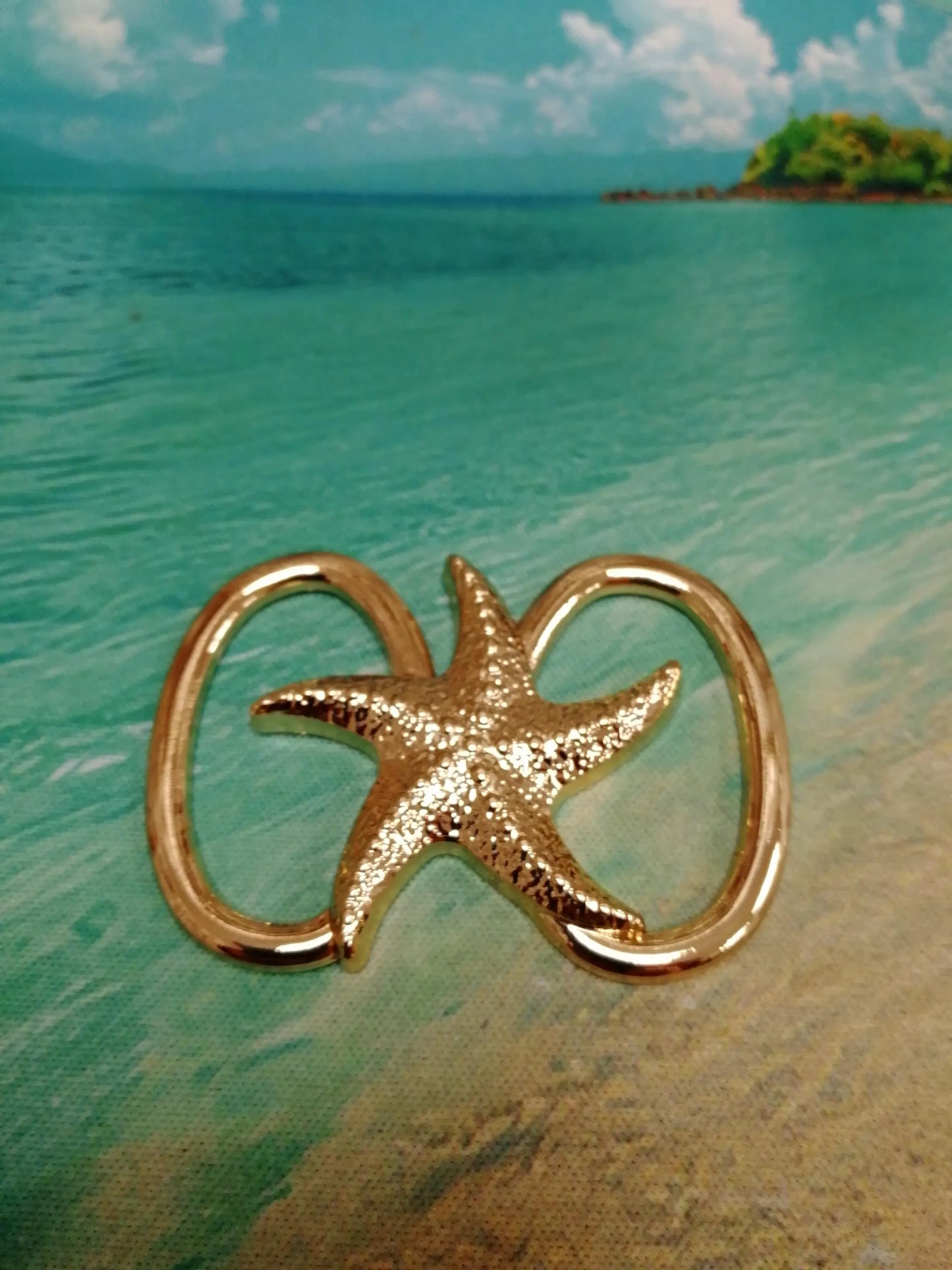 Starfish Gold Buckle, Metal Buckle, Swimwear Buckle, swimwear accessory, Garment Buckle