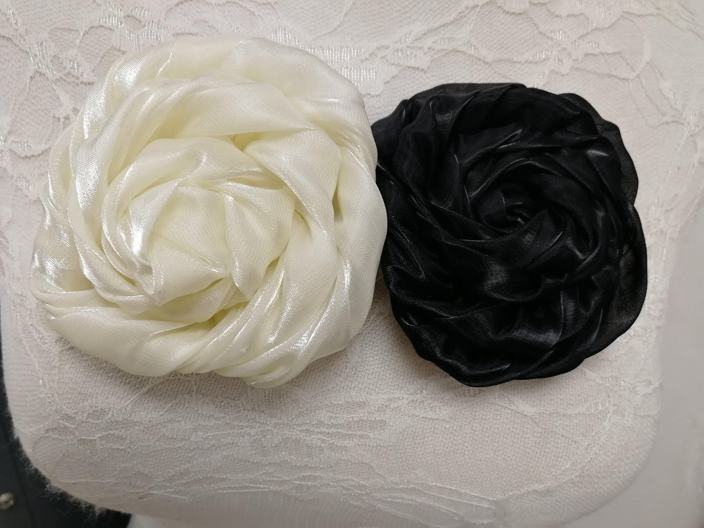 Small Satin flower, corsage, bridal flower, wedding flower, large corsage, ascot flower, race day flower, accessory